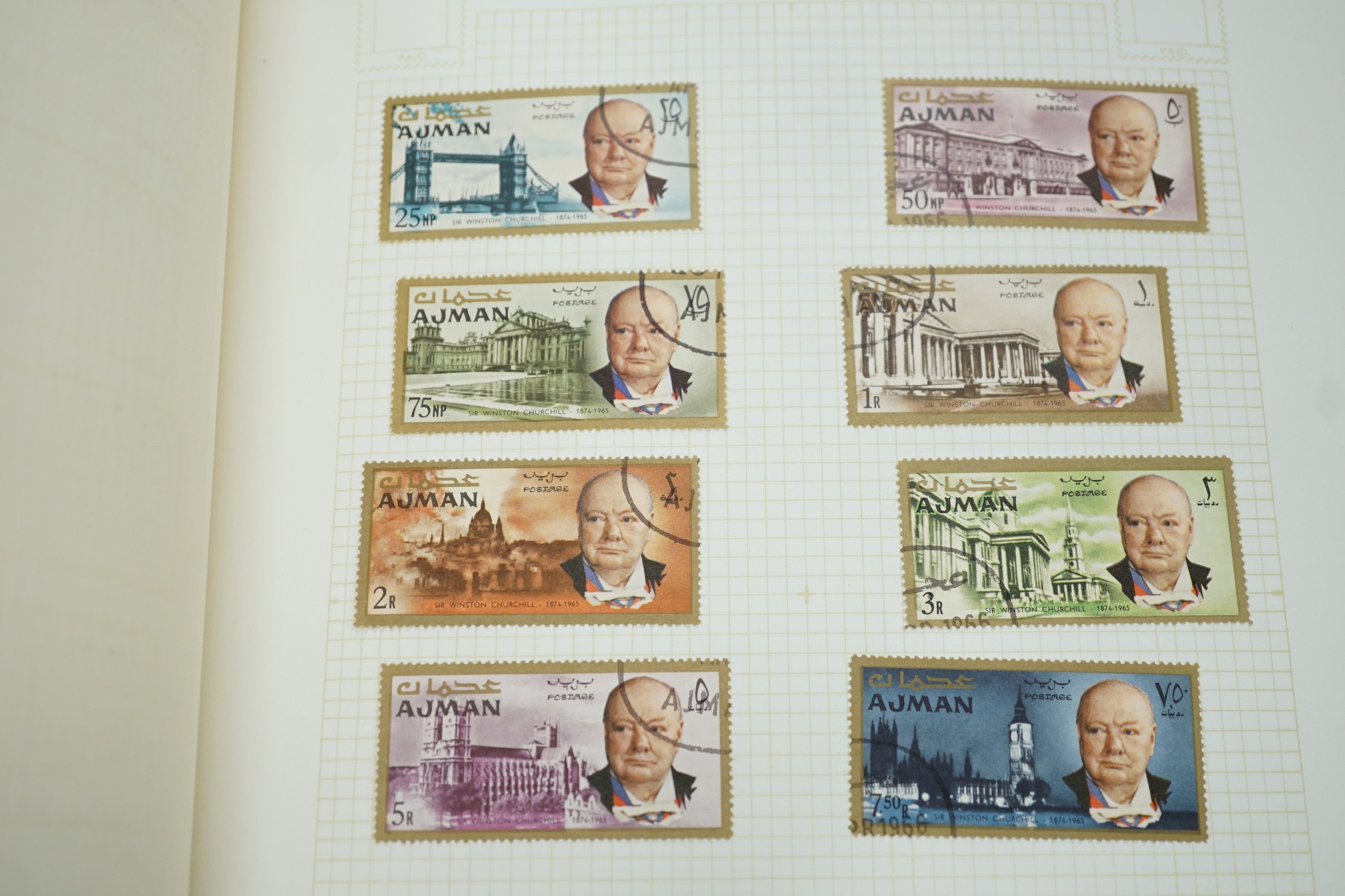 Three albums of world stamps with Bahamas 1938 set - £1 mint, cape of good hope triangulars used (8) Fiji, Germany and Germany states